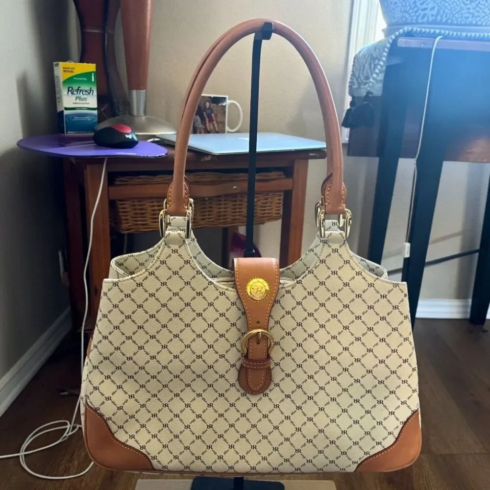 RIONI Moda Italia Signature Monogram Structured Satchel Shoulder Bag